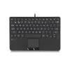 Perixx PERIBOARD-425, US, Mini USB-Tastatur, Touchpad, 2x Hub, schwarz