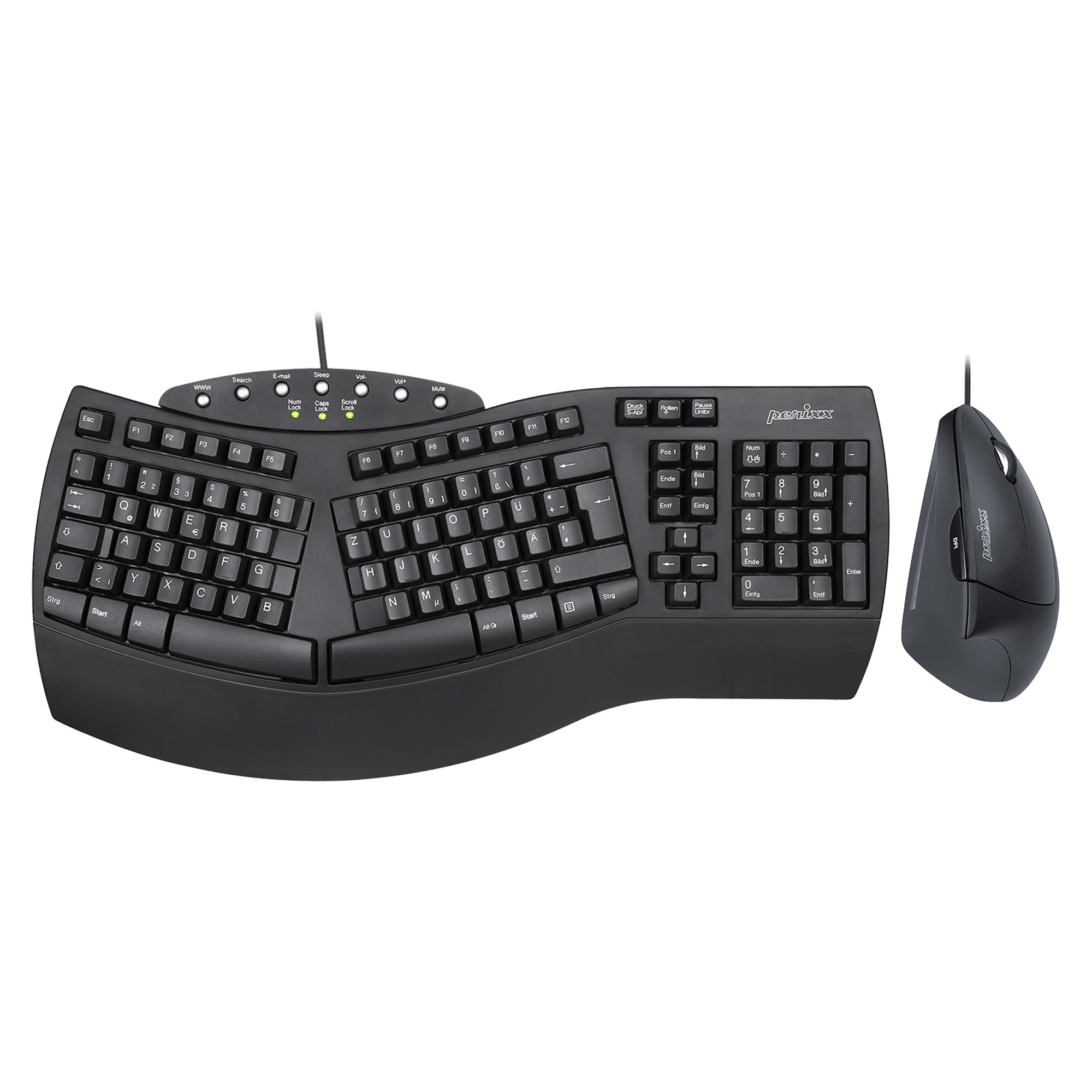 Perixx PERIDUO-512 DE, Tastatur- und Maus-Set, kabelgebunden, ergonomisch Perixx PERIDUO-512 DE, Tastatur- und Maus-Set, kabelgebunden, ergonomisch