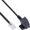 InLine® TAE-F Kabel, 6polig/4adrig, für Import, TAE-F Stecker an RJ11 Stecker, 1m