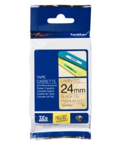 Premium Schriftband TZe-PR851 (lam.) Schwarz auf Gold 24mm Premium Schriftband TZe-PR851 (lam.) Schwarz auf Gold 24mm – Bild 3