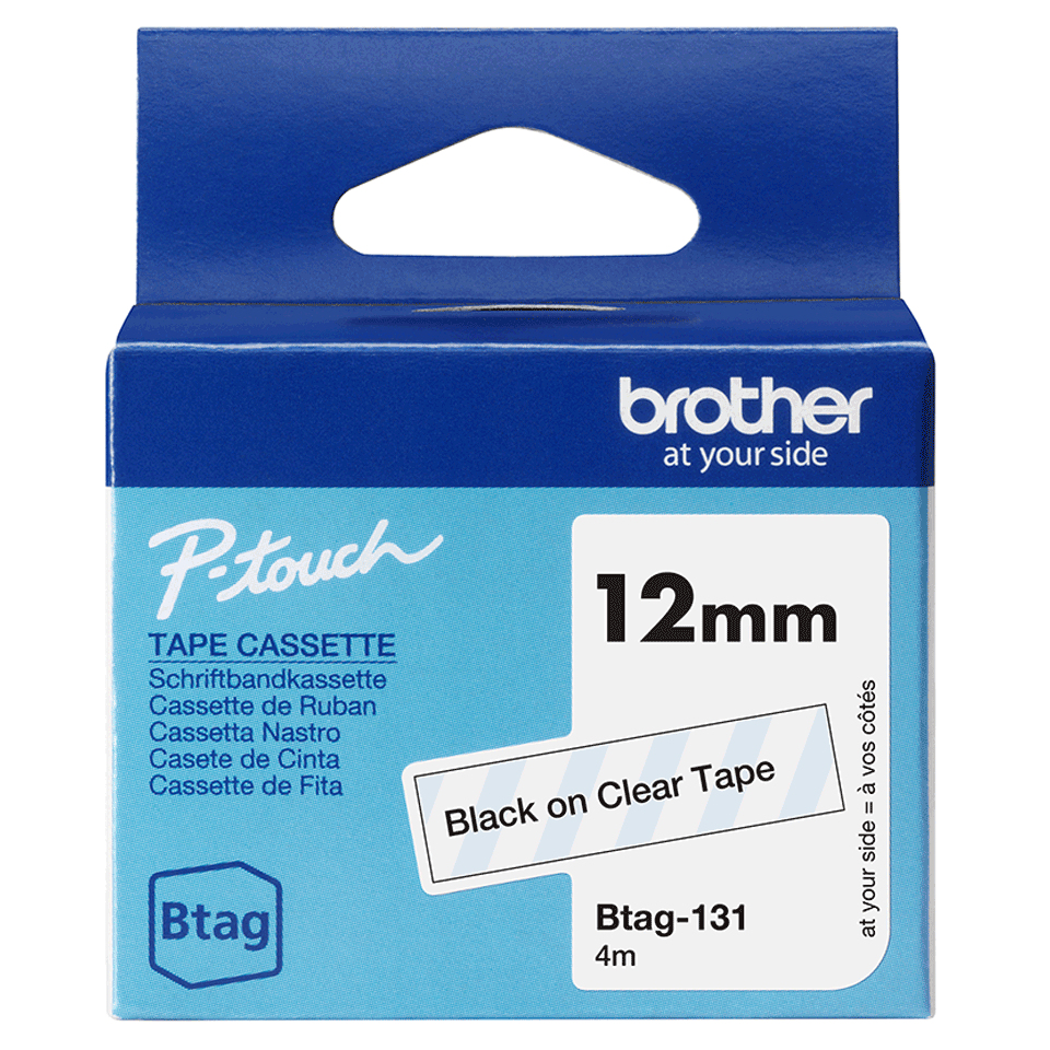 Brother Schriftband BTAG-131 Schwarz auf Transp.12 mm x 4 m Brother Schriftband BTAG-131 Schwarz auf Transp.12 mm x 4 m
