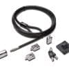 Kensington Schließsystem für Desktop- und Peripheriegeräte 2.0 Kensington NanoSaver®-Laptopschloss mit zwei Schließköpfen. Produktfarbe: Schwarz, Edelstahl, Beste Verwendung: Laptop, Schloss Art: Schlüssel. Kabellänge: 1,8 m, Kabeldurchmesser: 5 mm, Gewicht: 190 g. Menge pro Packung: 1 Stück(e), Verpackungsart: Polybag