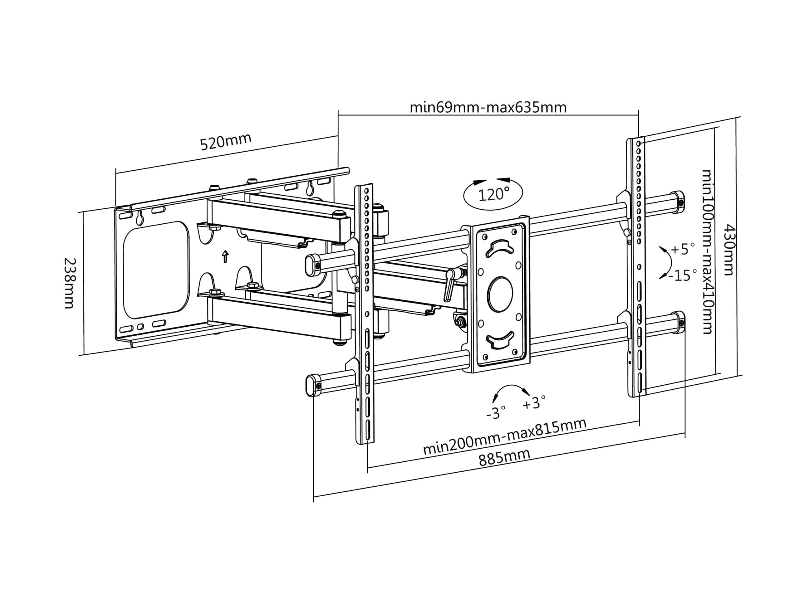 equip 37"-90" kipp- und schwenkbarer TV-Wandhalter equip 37"-90" kipp- und schwenkbarer TV-Wandhalter – Bild 10