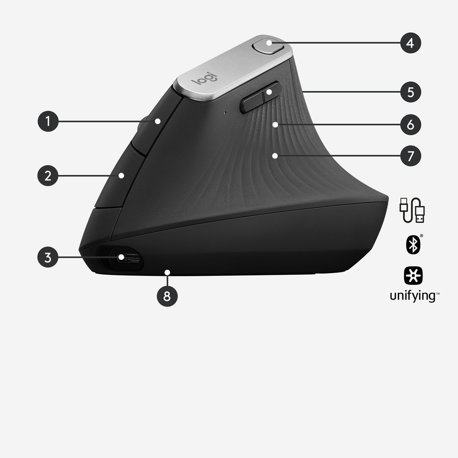 Logitech MX Vertical Wireless Maus schwarz Logitech MX Vertical Wireless Maus schwarz – Bild 6