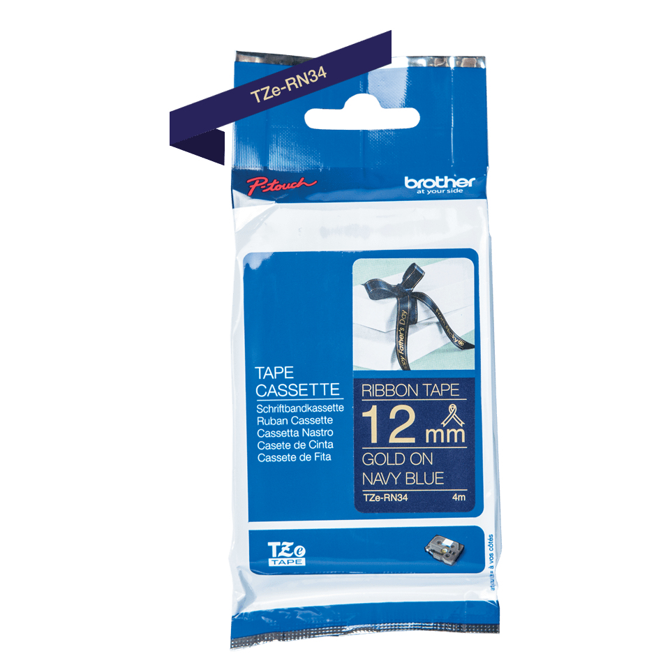 Brother Textilband TZe-RN34 marineblau / gold 12mm x 4m Brother Textilband TZe-RN34 marineblau / gold 12mm x 4m – Bild 2