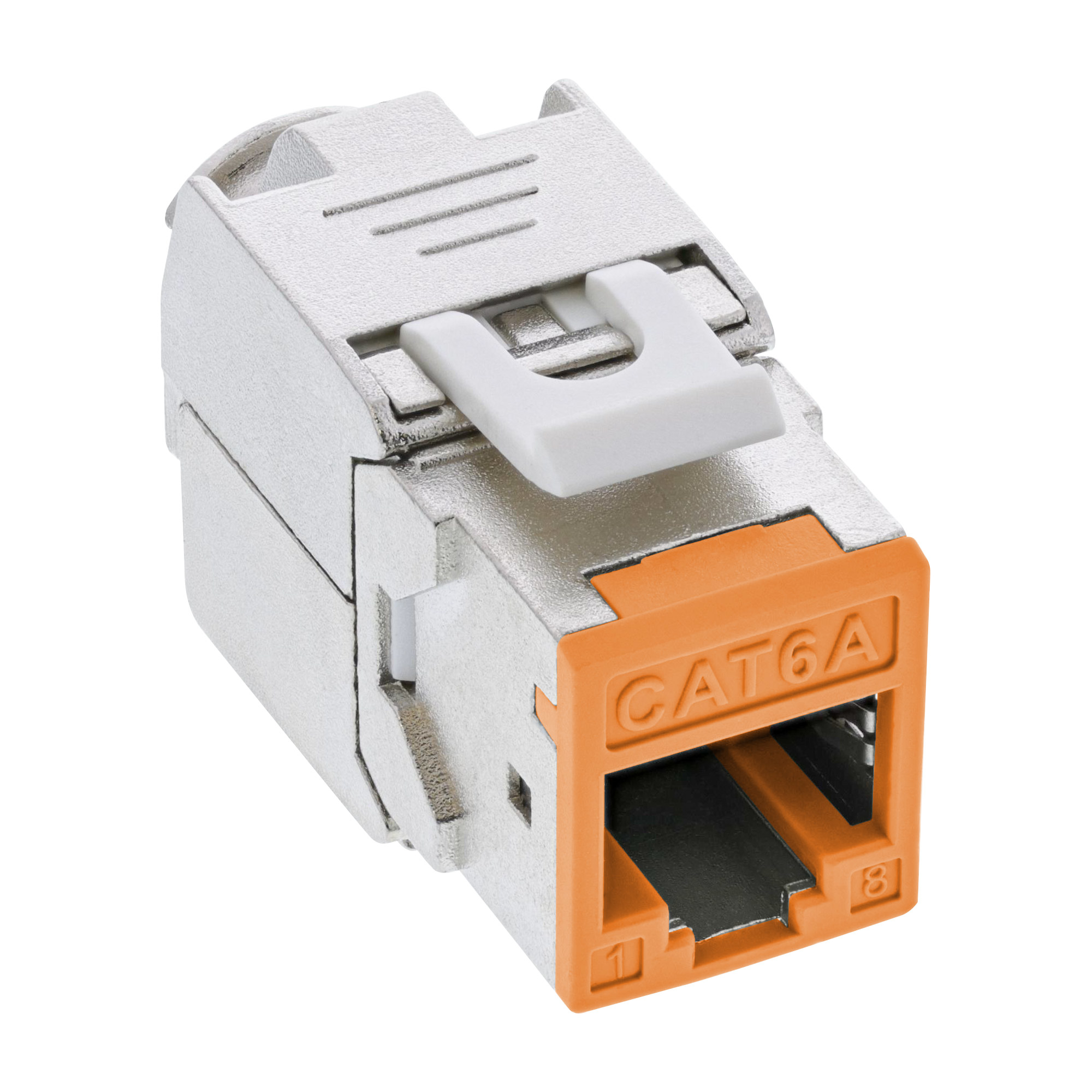 8er Pack InLine® Keystone RJ45 Buchse, geschirmt, Cat.6A, orange 8er Pack InLine® Keystone RJ45 Buchse, geschirmt, Cat.6A, orange