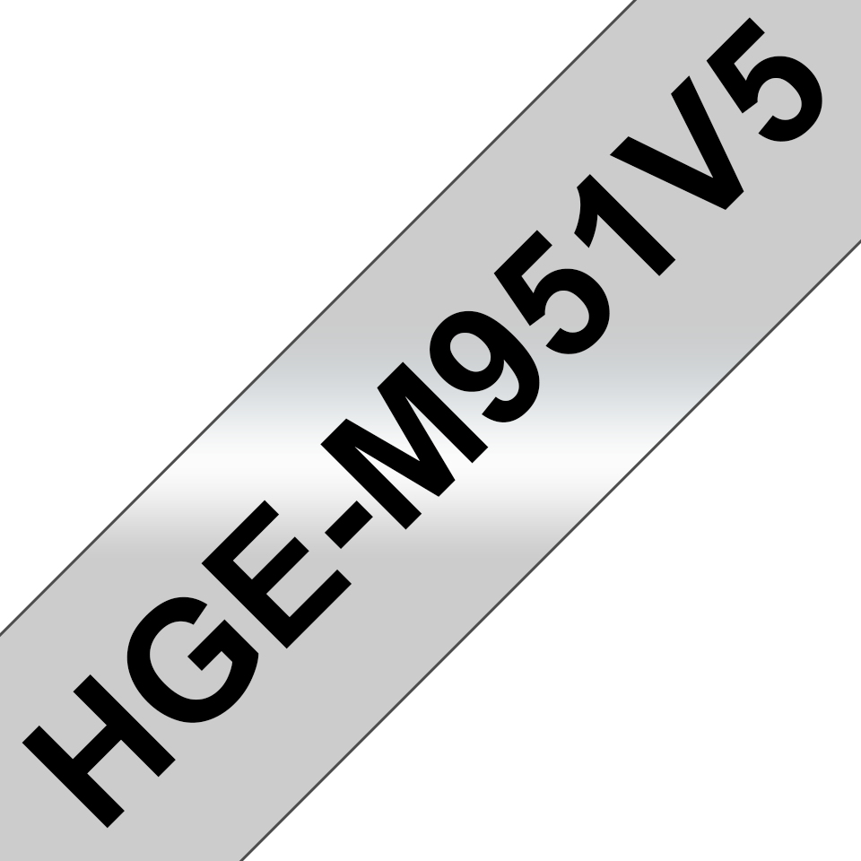 Schriftband HGe-M951V5 (5 Stk) Schwarz auf Silber 24mm x 8m Schriftband HGe-M951V5 (5 Stk) Schwarz auf Silber 24mm x 8m