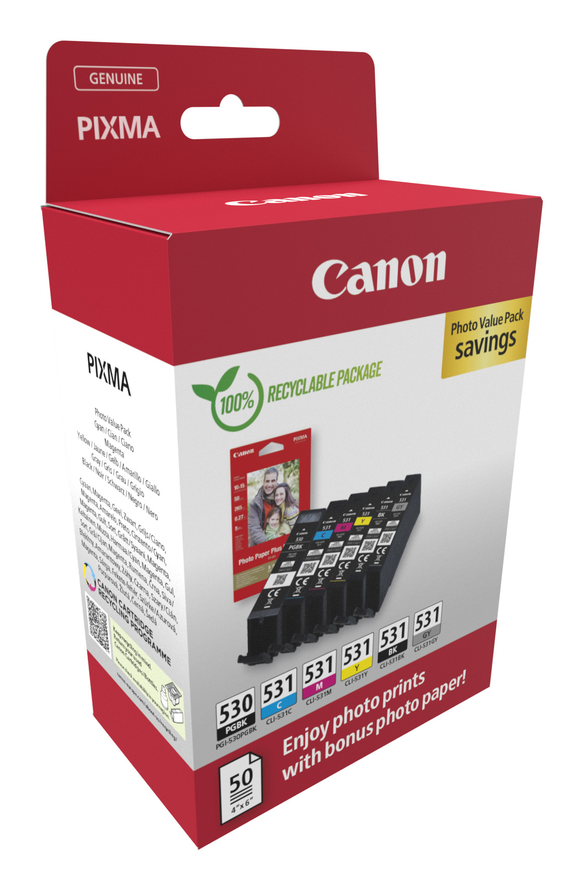 Canon PGI530 + CLI531PGBK + PP201 Pixma MG Tinte+ Fotopapier Canon PGI530 + CLI531PGBK + PP201 Pixma MG Tinte+ Fotopapier – Bild 2