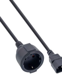 InLine® Netz Adapter Kabel, Kaltgeräte C14 auf Schutzkontakt Buchse, für USV, 1m, schwarz