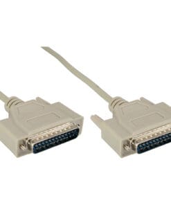 InLine® Serielles Kabel, 25pol Stecker / Stecker, vergossen, 1:1 belegt, 2m, beige