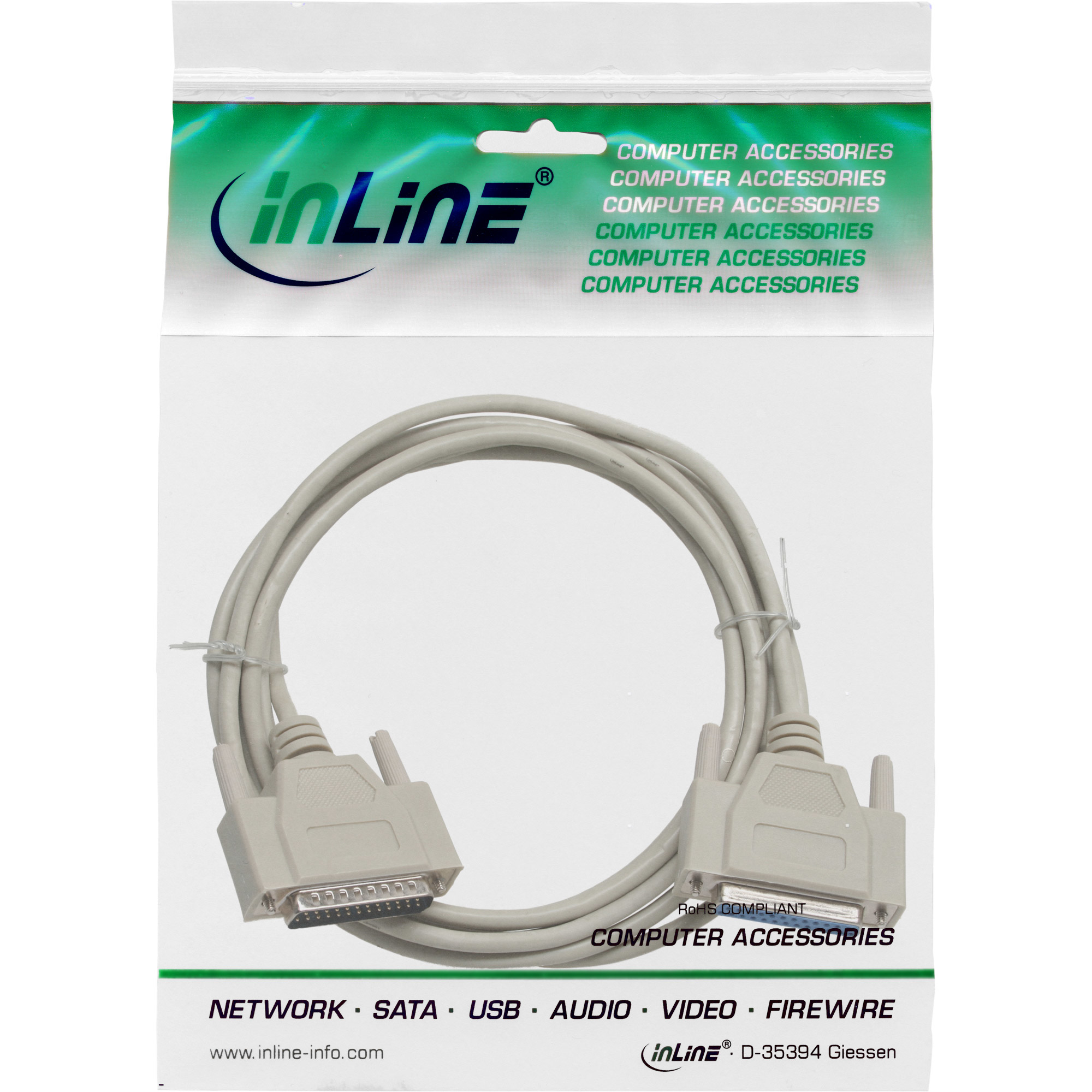 InLine® Serielle Verlängerung, 25pol Stecker / Buchse, vergossen, 1:1 belegt, 30m, beige InLine® Serielle Verlängerung, 25pol Stecker / Buchse, vergossen, 1:1 belegt, 30m, beige – Bild 2
