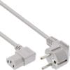 InLine® Netzkabel, Schutzkontakt gewinkelt auf Kaltgerätestecker C13 gewinkelt, 1,0m, grau, grau