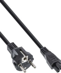 InLine® Netzkabel für Notebook, 3pol Kupplung, schwarz, 0,3m, schwarz