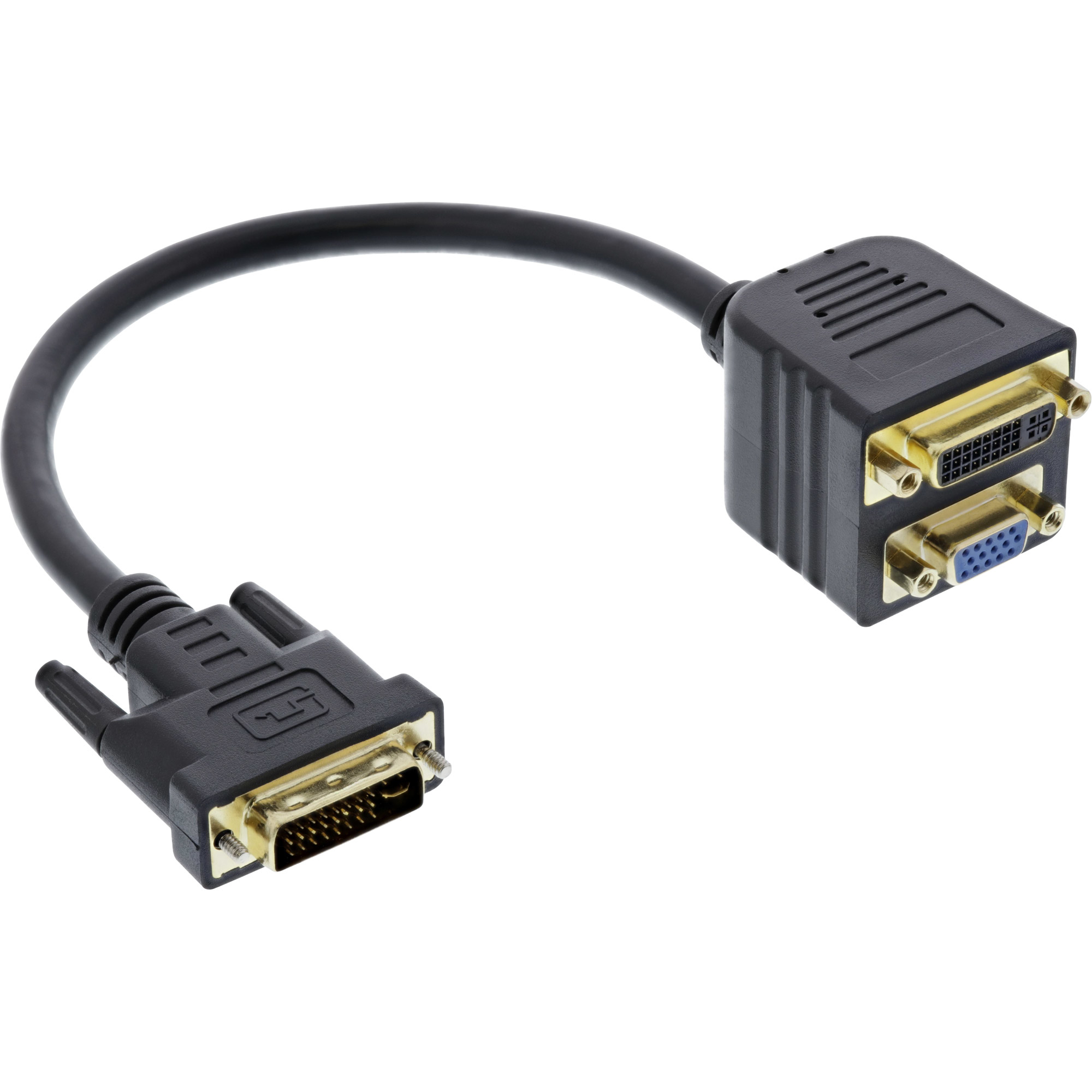 InLine® DVI-I Adapterkabel, DVI-I Stecker auf DVI-I-Buchse + S-VGA Buchse, schwarz InLine® DVI-I Adapterkabel, DVI-I Stecker auf DVI-I-Buchse + S-VGA Buchse, schwarz