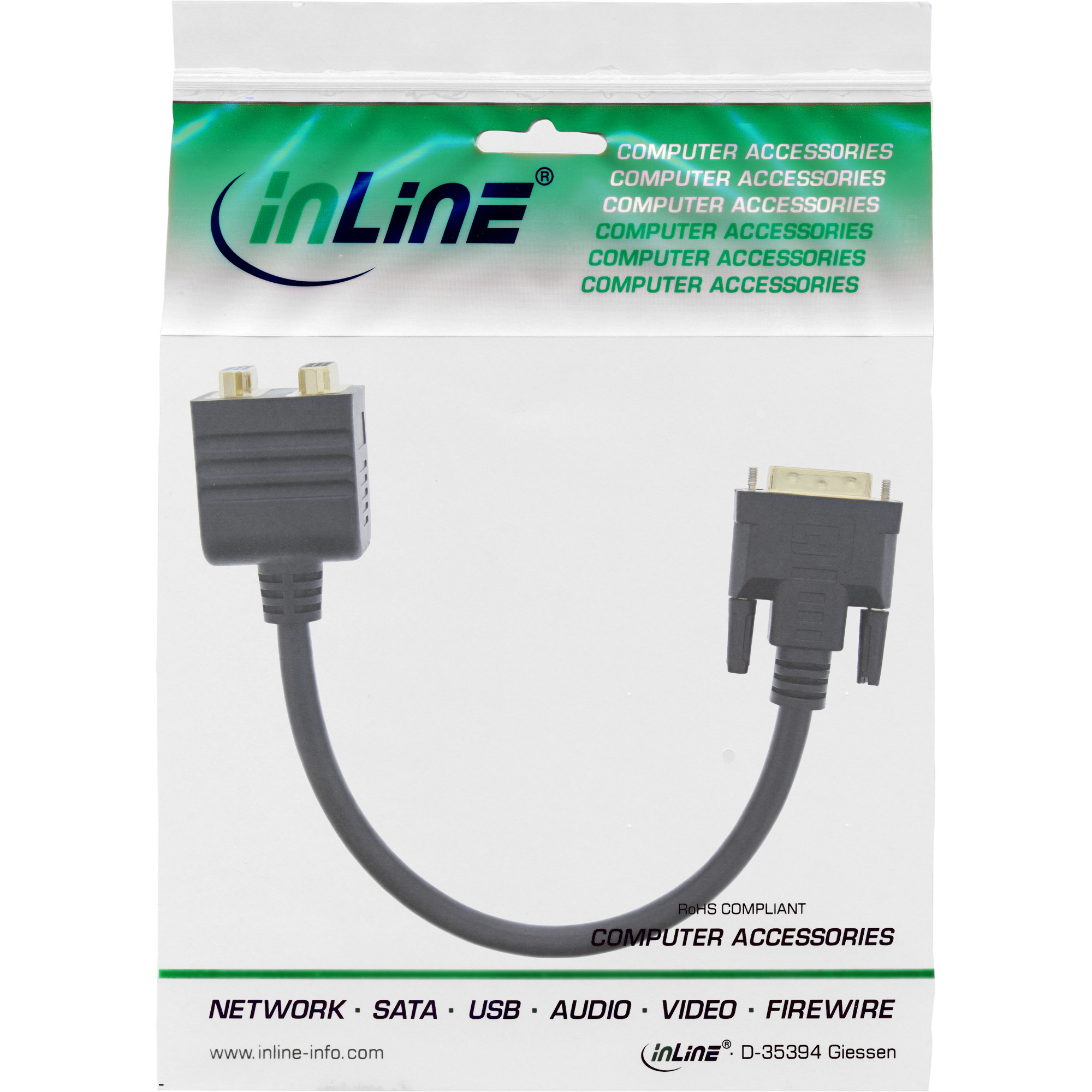InLine® DVI-I Adapterkabel, DVI-I Stecker auf DVI-I-Buchse + S-VGA Buchse, schwarz InLine® DVI-I Adapterkabel, DVI-I Stecker auf DVI-I-Buchse + S-VGA Buchse, schwarz – Bild 2