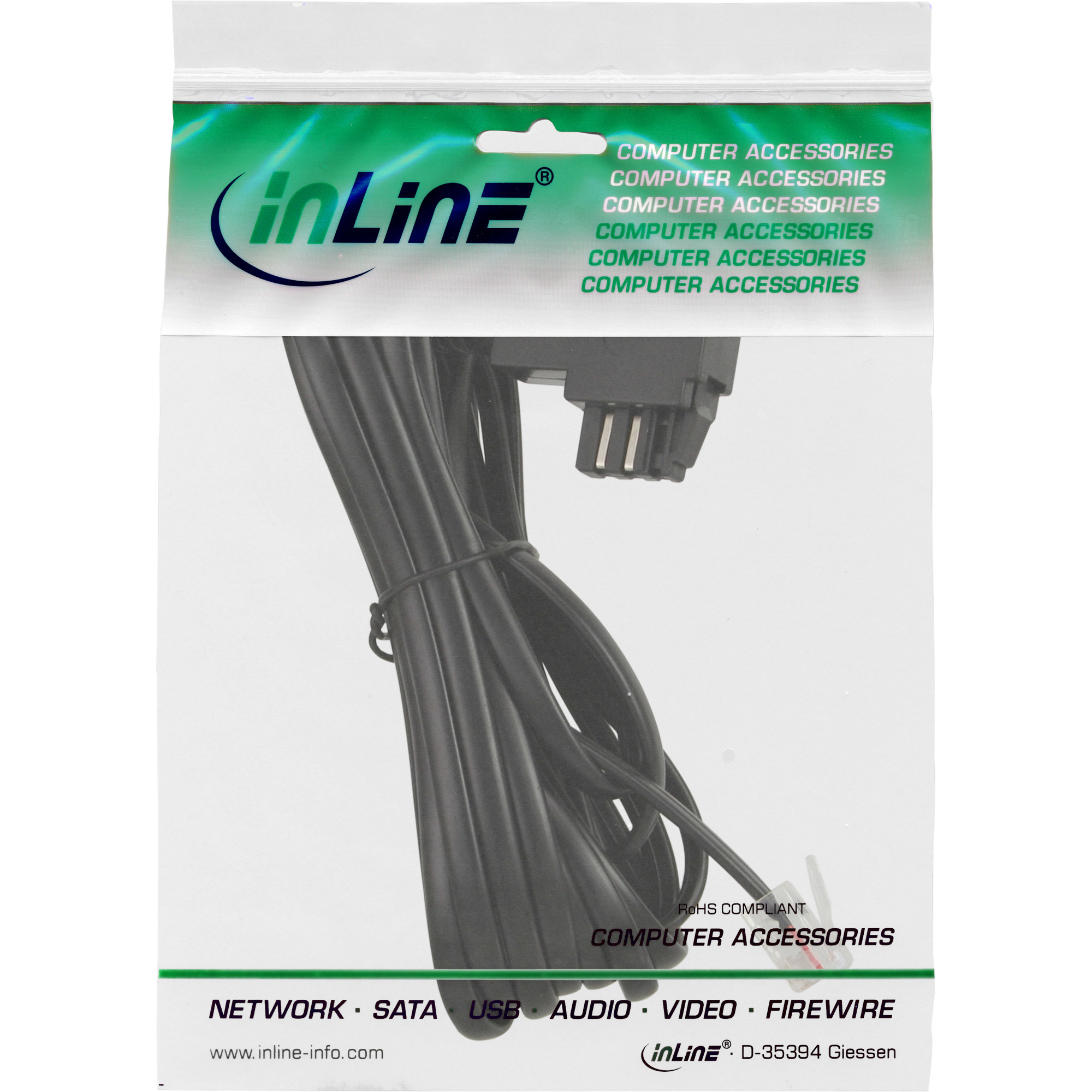 InLine® TAE-N Anschlußkabel, gebrückt, 6m, schwarz InLine® TAE-N Anschlußkabel, gebrückt, 6m, schwarz – Bild 3