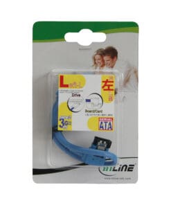 Alternative view of SATA 6Gb/s Anschlusskabel rund, abgewinkelt links, blau, mit Lasche, 0,5m, blau