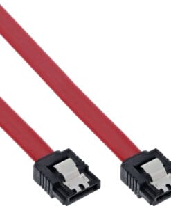 InLine® SATA Anschlusskabel, mit Sicherheitslasche, 0,3m, rot
