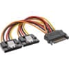 InLine® SATA Strom-Y-Kabel, SATA Buchse an 4x SATA Stecker gewinkelt, mit Sicherheitslaschen, 0,3m