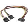 InLine® SATA Strom-Y-Kabel, SATA Buchse an 2x 13,34cm (5,25") Stecker, 0,3m InLine® Strom Y-Kabel intern, 1x 13,34cm (5,25") an 4x 15pol SATA gewinkelt mit Lasche, 40+55cm
