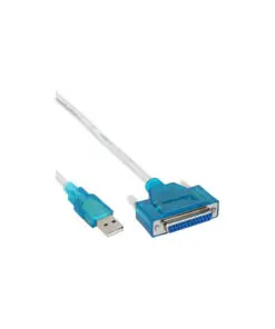 InLine® USB zu 25pol parallel, Drucker-Adapterkabel, transparent