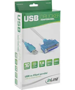 Alternative view of InLine® USB zu 25pol parallel, Drucker-Adapterkabel, transparent