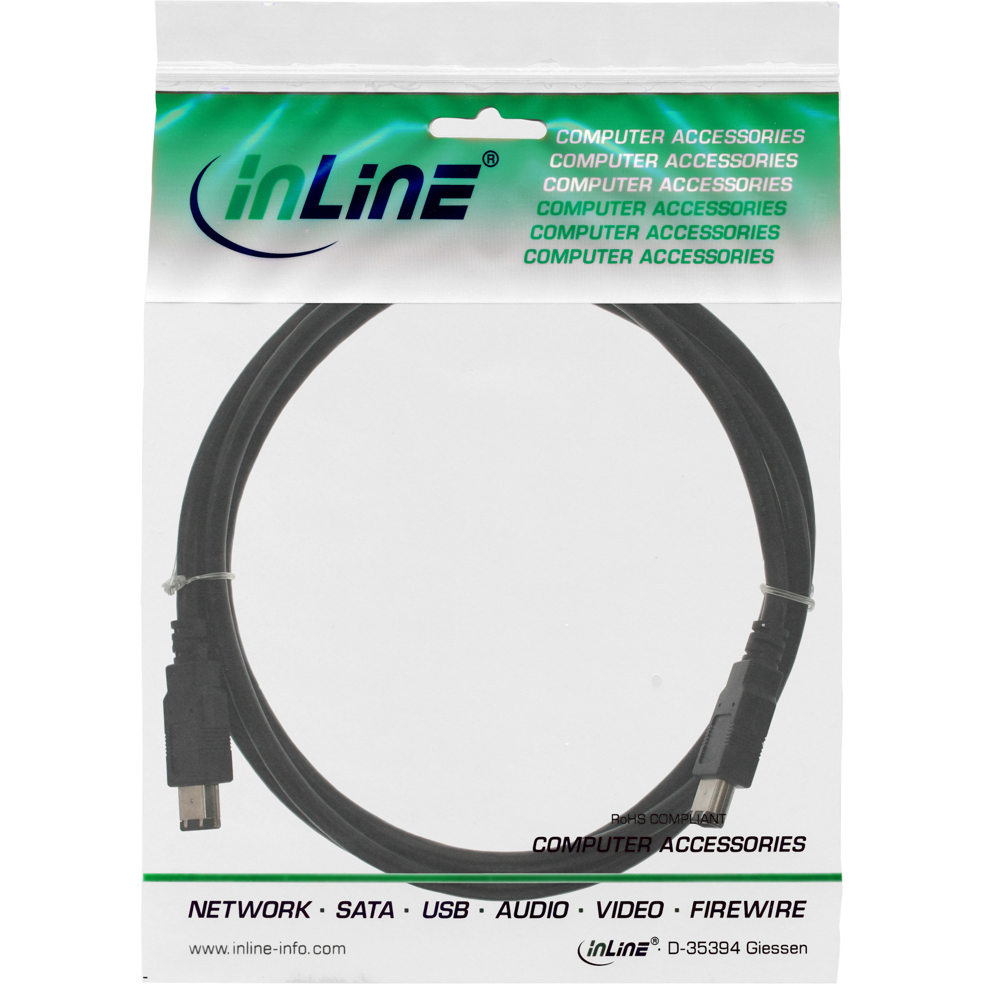 InLine® FireWire Kabel, IEEE1394 6pol Stecker / Stecker, schwarz, 1,8m, schwarz InLine® FireWire Kabel, IEEE1394 6pol Stecker / Stecker, schwarz, 1,8m, schwarz – Bild 2