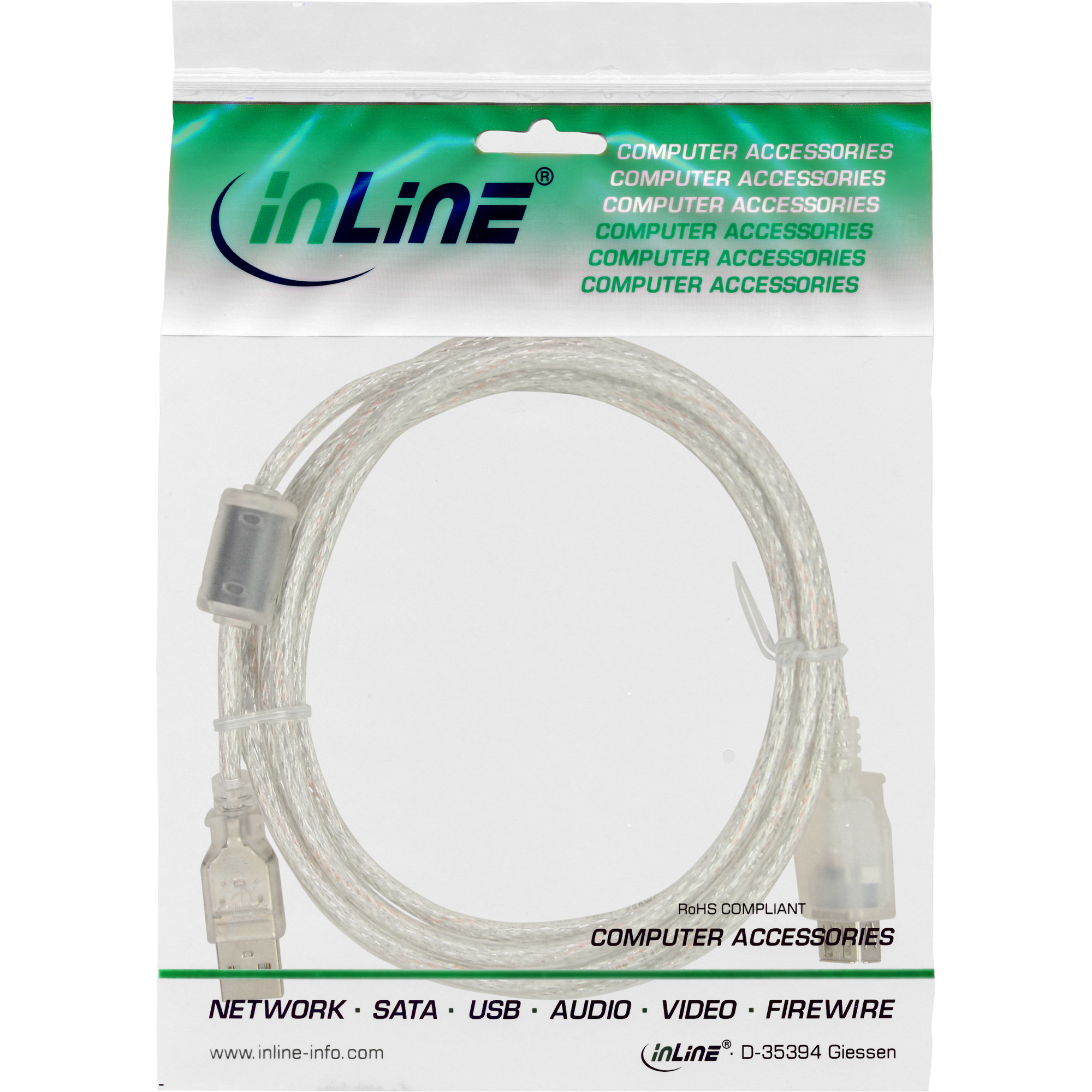 InLine® USB 2.0 Verlängerung, Stecker / Buchse, Typ A, transparent, mit Ferritkern, 5m, transparent InLine® USB 2.0 Verlängerung, Stecker / Buchse, Typ A, transparent, mit Ferritkern, 5m, transparent – Bild 2