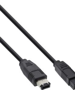 InLine® FireWire Kabel, IEEE1394 6pol Stecker zu 9pol Stecker, schwarz, 5m, schwarz