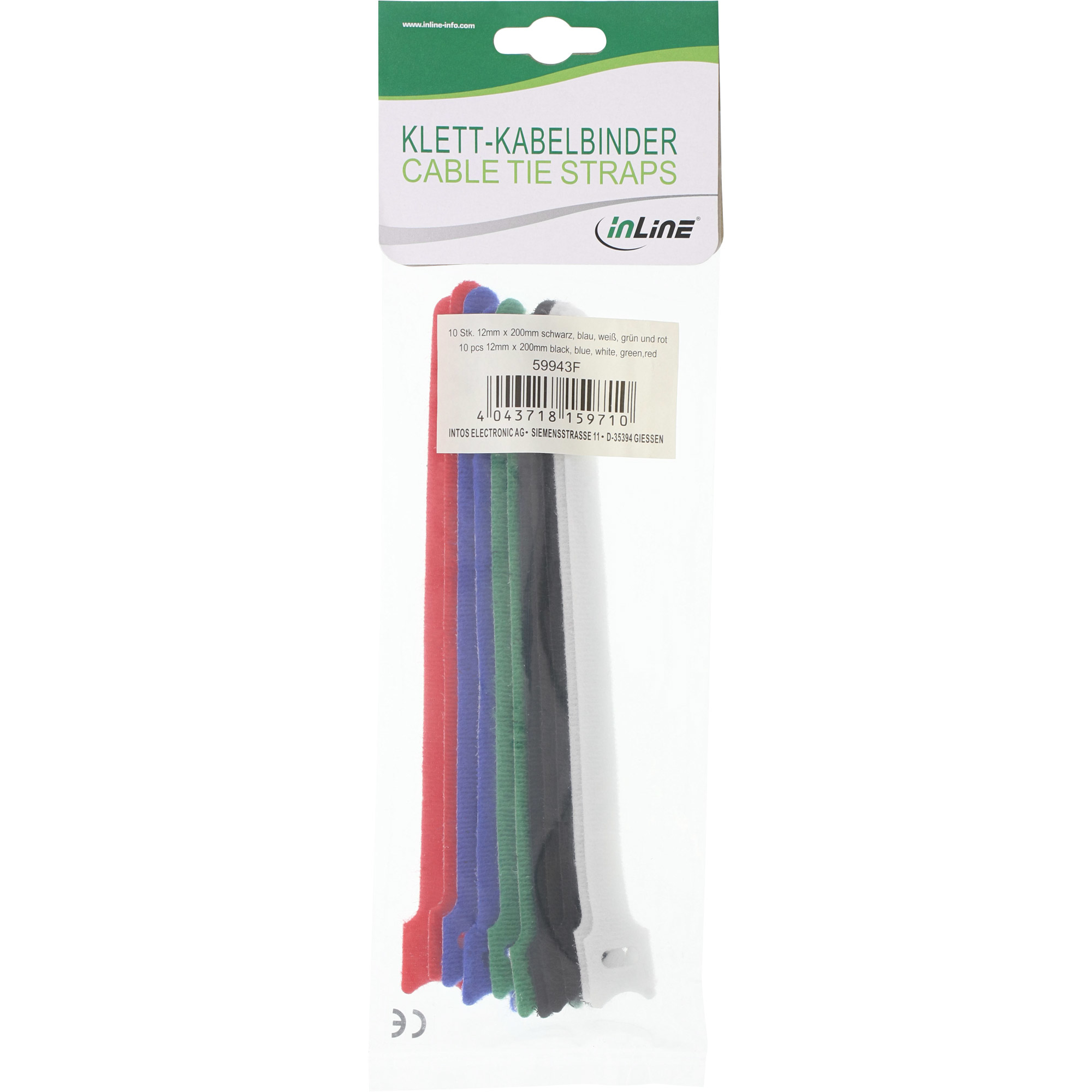 InLine® Kabelbinder 12x240mm, Klett-Verschluss, 10er, 5 versch. Farben, mehrfarbig InLine® Kabelbinder 12x240mm, Klett-Verschluss, 10er, 5 versch. Farben, mehrfarbig – Bild 2