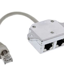InLine® ISDN Port-Doppler, 1x RJ45 Stecker an 2x RJ45 Buchse, mit Kabel, grau