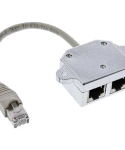 InLine® Cat.5e / ISDN T-Adapter (Port-Doppler) RJ45 Stecker an 2x RJ45 Buchse, 0,15m, silber