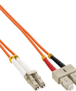 InLine® LWL Duplex Kabel, LC/SC, 50/125µm, OM2, 0,5m, orange