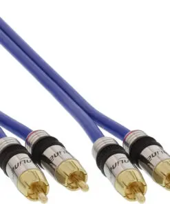 InLine® Cinch Kabel AUDIO, PREMIUM, vergoldete Stecker, 2x Cinch Stecker / Stecker, 1m, blau