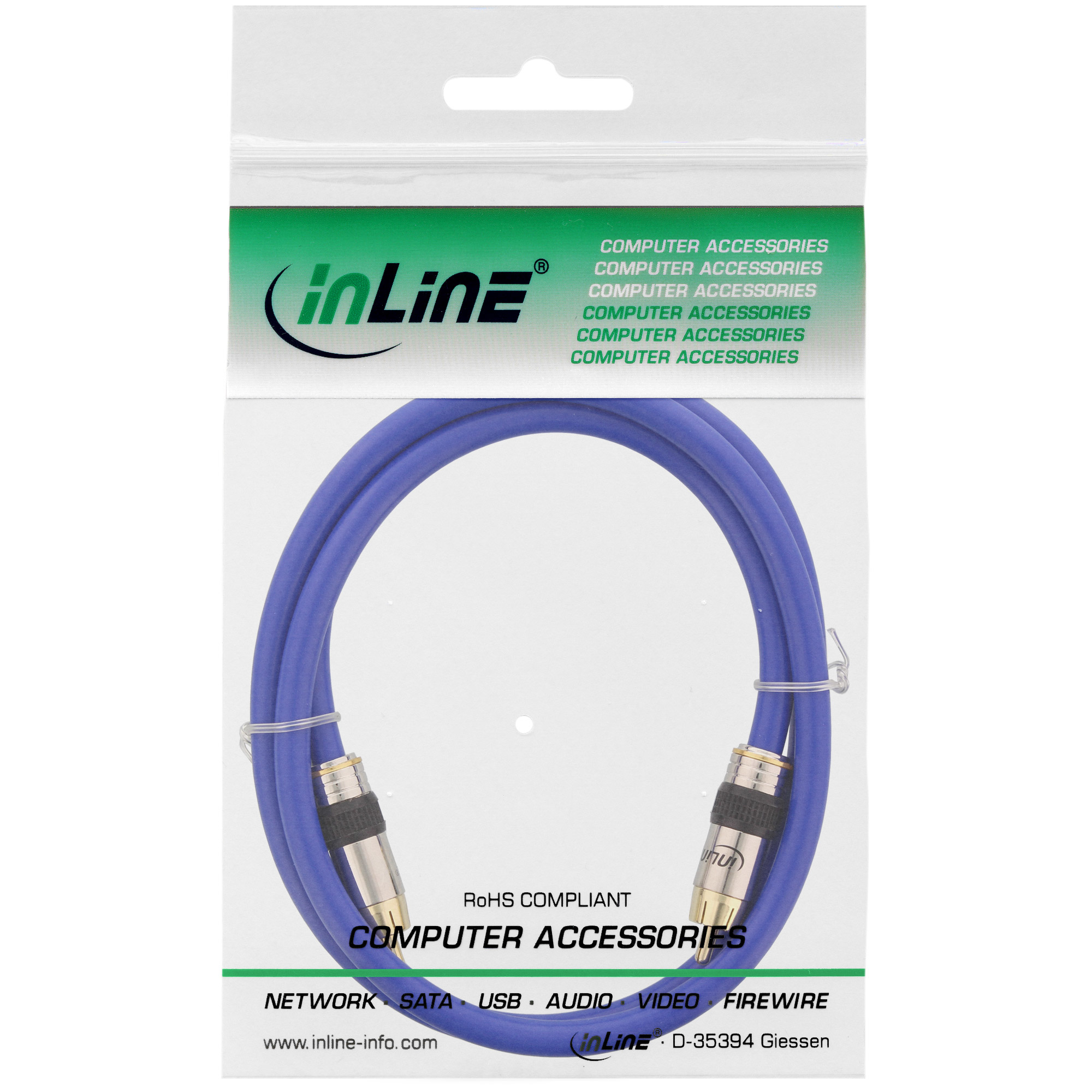 InLine® Cinch Kabel VIDEO & digital AUDIO, PREMIUM, vergoldete 1x Cinch Stecker / 5m, blau InLine® Cinch Kabel VIDEO & digital AUDIO, PREMIUM, vergoldete 1x Cinch Stecker / 5m, blau – Bild 2