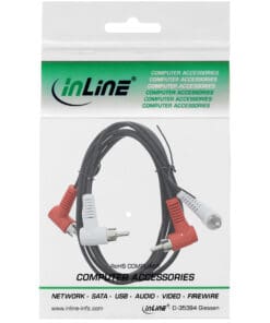 Alternative view of InLine® Cinch Kabel, 2x Cinch, Stecker / Stecker gewinkelt, 1,2m, schwarz