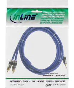Alternative view of Cinch/Klinke Kabel, PREMIUM, 2x Cinch Stecker an 3,5mm Klinke Stecker, 3m, blau