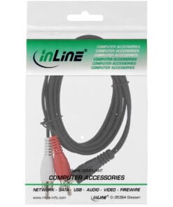 Alternative view of InLine® Cinch/Klinke Kabel, 2x Cinch Stecker an 3,5mm Klinke Stecker, 5m, schwarz