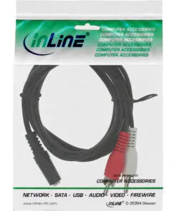 Alternative view of InLine® Cinch/Klinke Kabel, 2x Cinch Stecker an 3,5mm Klinke Buchse, 1,5m, schwarz