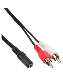 InLine® Cinch/Klinke Kabel, 2x Cinch Stecker an 3,5mm Klinke Buchse, 1,5m, schwarz