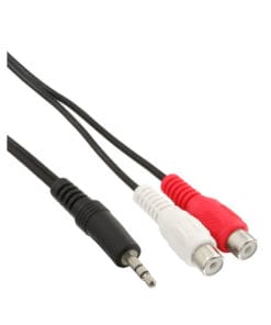 InLine® Cinch/Klinke Kabel, 2x Cinch Buchse an 3,5mm Klinke Stecker, 2m, schwarz