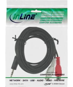 InLine® Cinch/Klinke Kabel, 2x Cinch Buchse an 3,5mm Klinke Stecker, 2m, schwarz – Bild 2