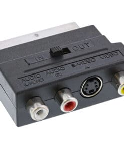 Scart Adapter, Scart (in/out) an 3x Cinch Buchse und 1x S-VHS Buchse, schwarz
