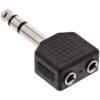 InLine® Audio Adapter, 6,3mm Klinke Stecker Stereo an 2x 3,5mm Klinke Buchse, Stereo, schwarz