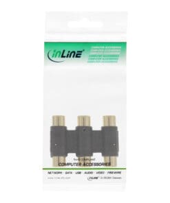 Alternative view of InLine® Audio/Video Adapter, 3x Cinch Buchse auf 3x Cinch Buchse, vergoldet, schwarz