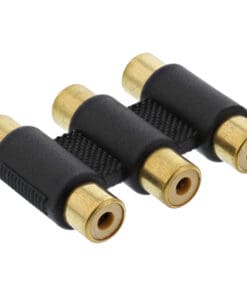 InLine® Audio/Video Adapter, 3x Cinch Buchse auf 3x Cinch Buchse, vergoldet, schwarz