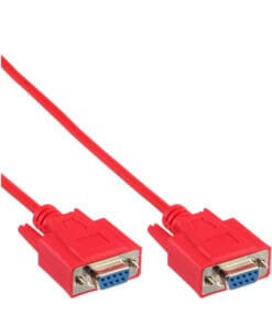 InLine® Nullmodemkabel, 9pol Buchse / Buchse, 3m, vergossen, rot, rot
