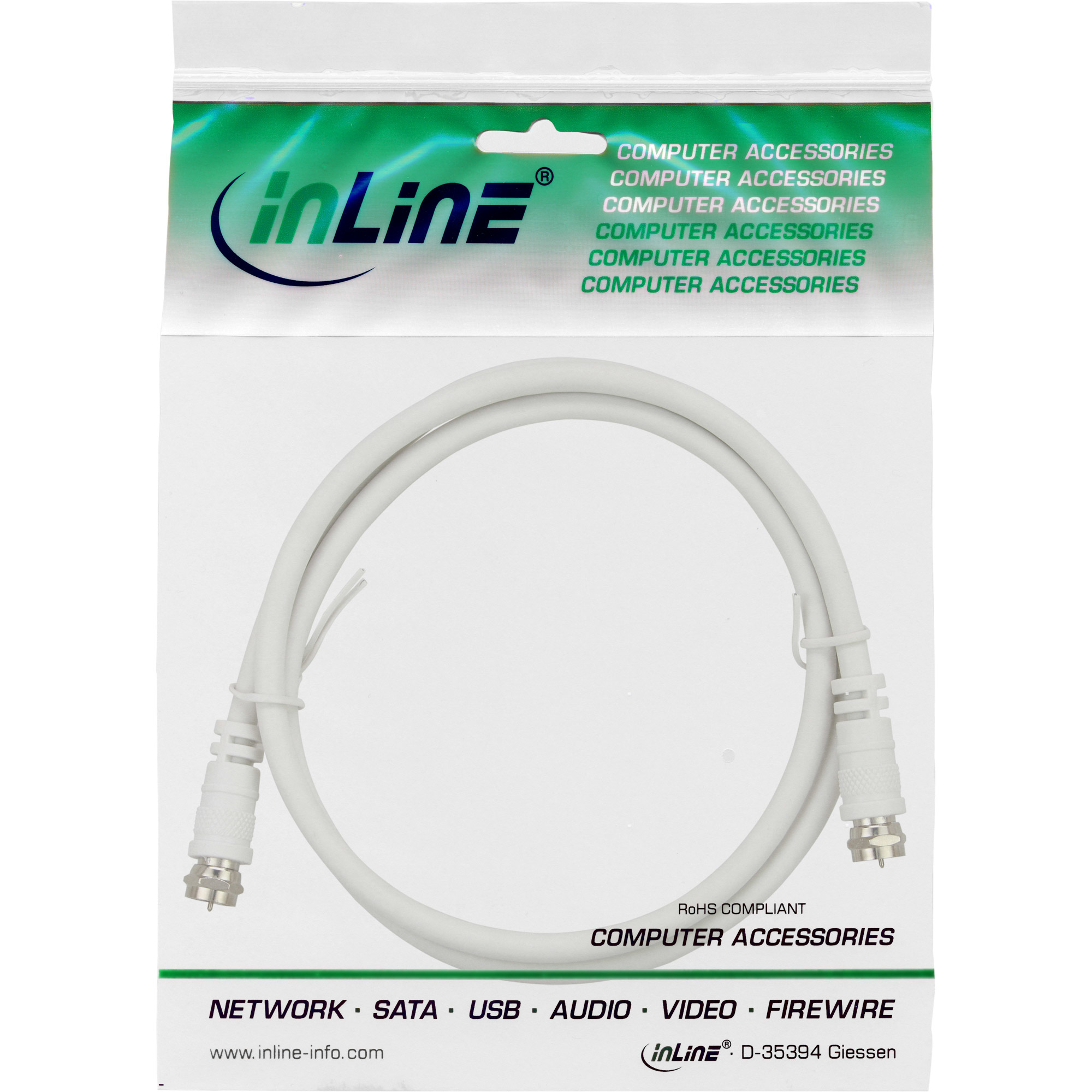 InLine® SAT-Anschlusskabel, 2x geschirmt, 2x F-Stecker, >75dB, weiß, 15m, weiß InLine® SAT-Anschlusskabel, 2x geschirmt, 2x F-Stecker, >75dB, weiß, 15m, weiß – Bild 2