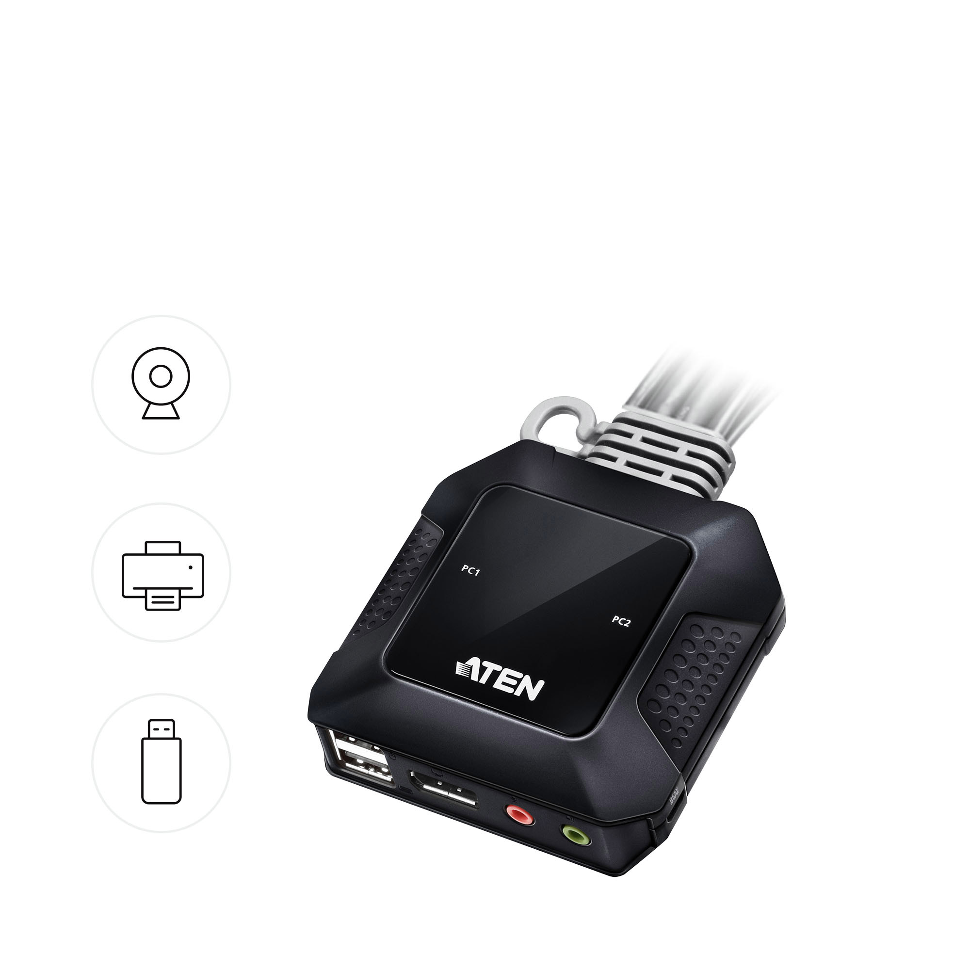 ATEN CS52DP 2-Port USB-C-DisplayPort-Kabel KVM Switch ATEN CS52DP 2-Port USB-C-DisplayPort-Kabel KVM Switch – Bild 2