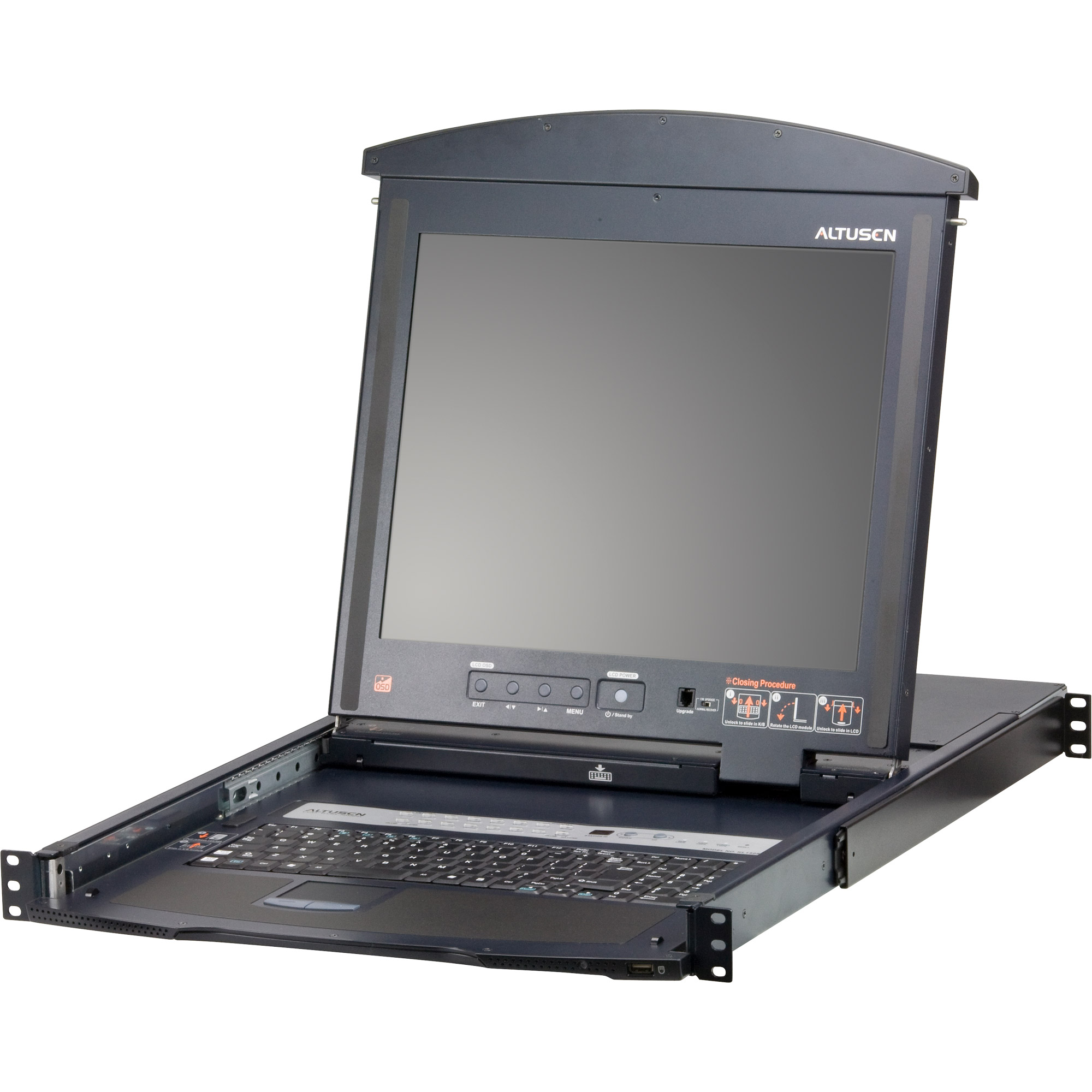 ATEN KL1516AM IT Cat.5 KVM-Switch 16-Port, 17"-LCD, Dual-Rail, IT-Layout ATEN KL1516AM IT Cat.5 KVM-Switch 16-Port, 17"-LCD, Dual-Rail, IT-Layout